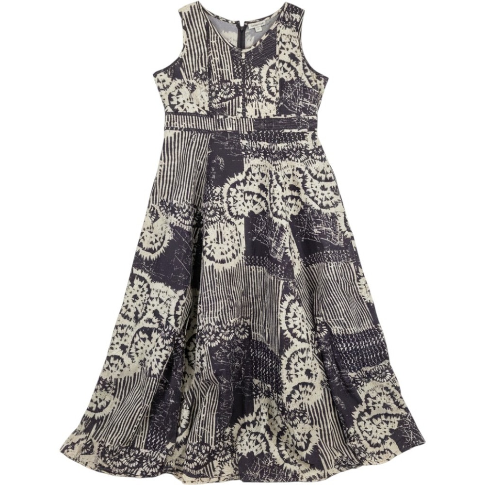 Coldwater Creek‎ Maxi Dress 16 Purple Cream Patchwork Eclectic Boho Art-Inspired